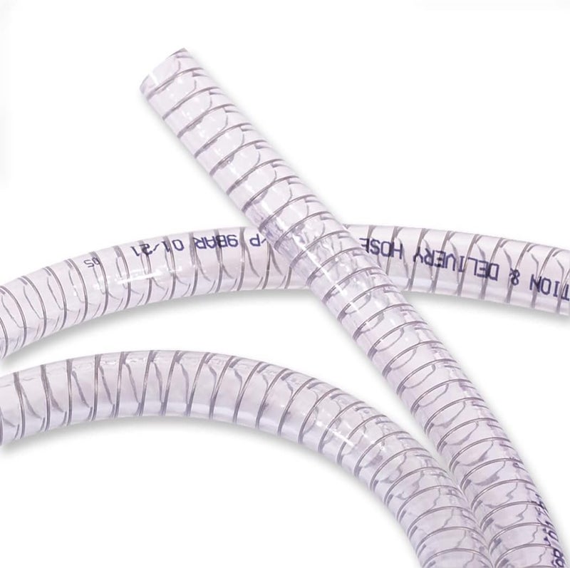 DAVCO 3/8" ID x 25 ft PVC Reinforced Tubing With Spiral Steel Wire, High Pressure Flexible Vinyl Hose Heavy Duty Clear Suction Tube,Non-Toxic, Vacuum Dust Collection Pipe - Image 3